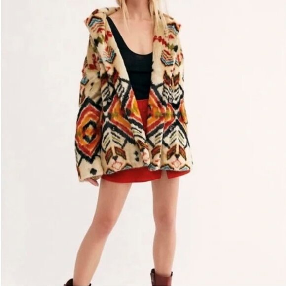 Free People Carmella Aztec Fur Coat - Picture 2 of 5